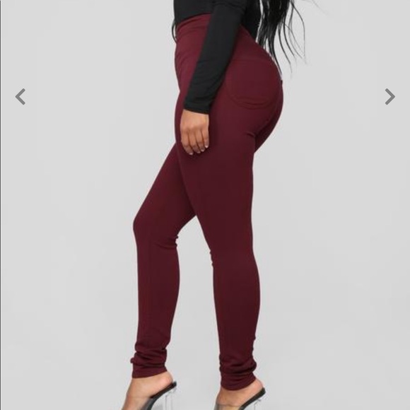 Fashion Nova Denim - Ultra high waist burgundy skinny jean